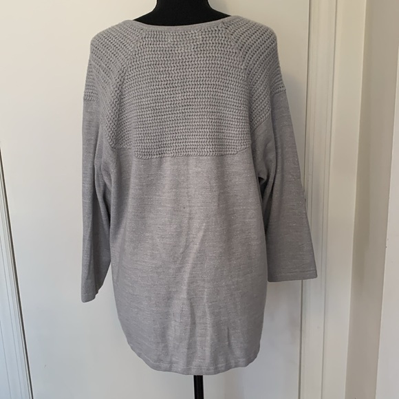 Sag Harbor Grey Sparkle 2 Button Cardigan Sweater 3/4sleeve size 1X - Picture 4 of 11